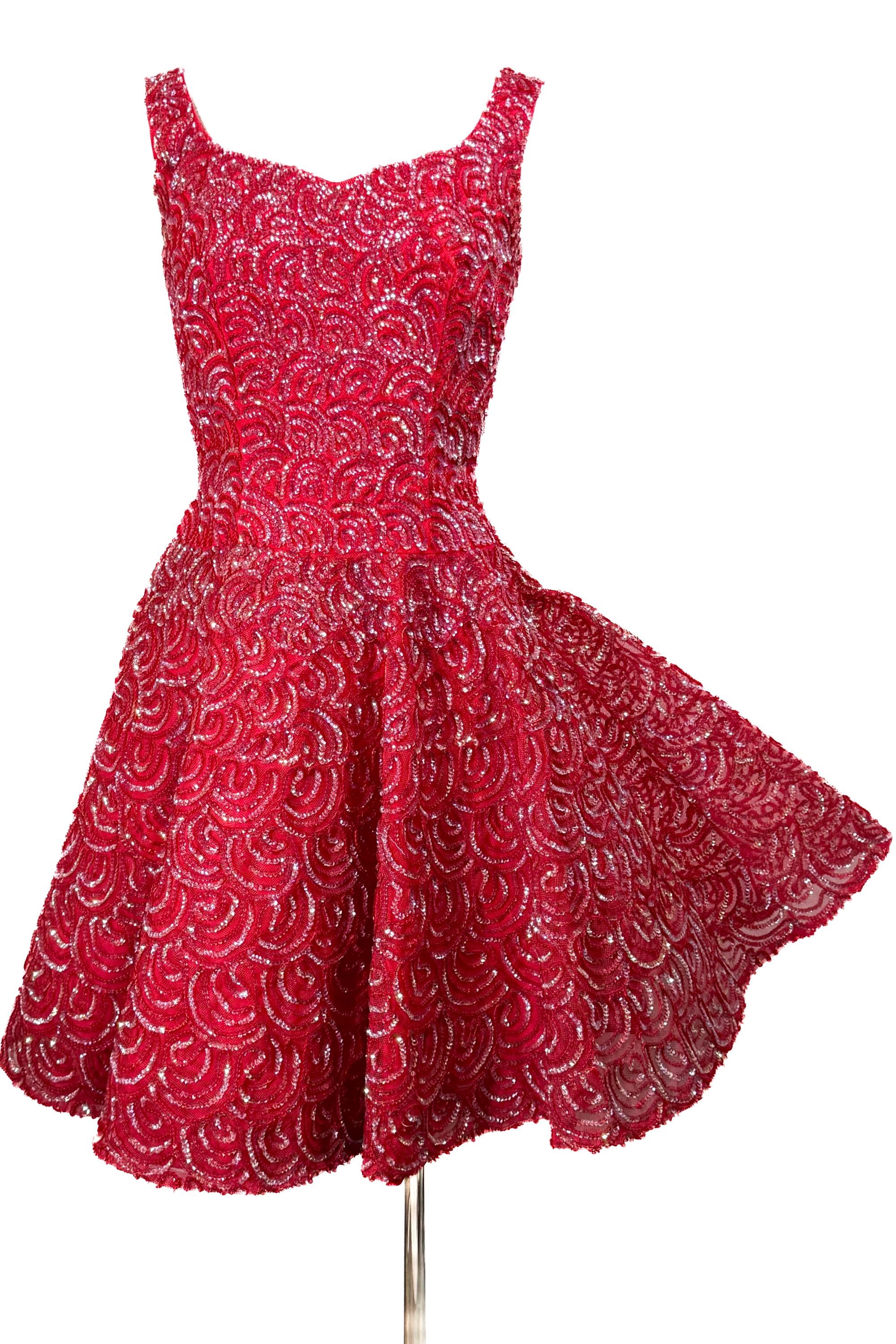 VTG 60s Mike Benet Formals Red & Sequin Party Dress, Fit and Flare SZ 9 -  Etsy