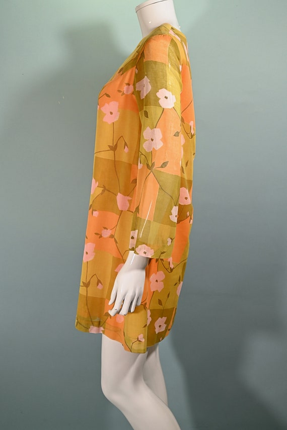 Vintage 60s Mod Mini Dress, Floral Print Mini Shi… - image 7