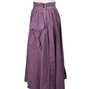 80s Full Skirt with Pockets, Purple Plaid 24" Waist image 6