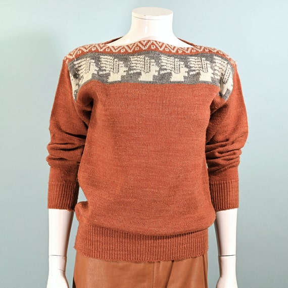 Vintage 70s Ethnic/Tribal Novelty Pullover Sweate… - image 1