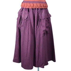 80s Full Skirt with Pockets, Purple Plaid 24" Waist image 9
