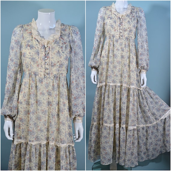 Vintage Candi Jones Floral Maxi Dress, 70s Flowin… - image 1