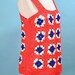Vintage 70s Granny Square Crochet Top, Americana Cottagecore Handmade OOAK Vest