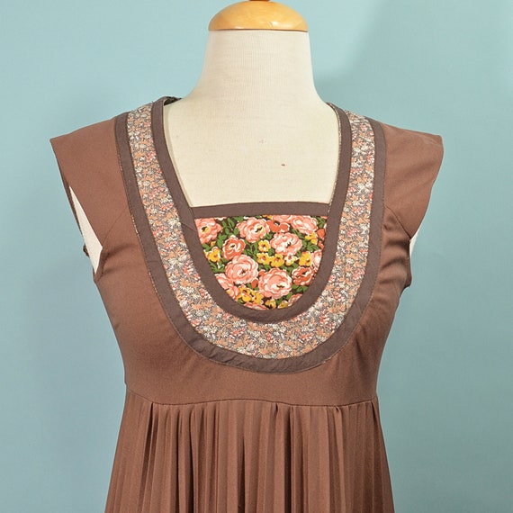 70s Patchwork Empire Waist Dress, OOPS of Califor… - image 2