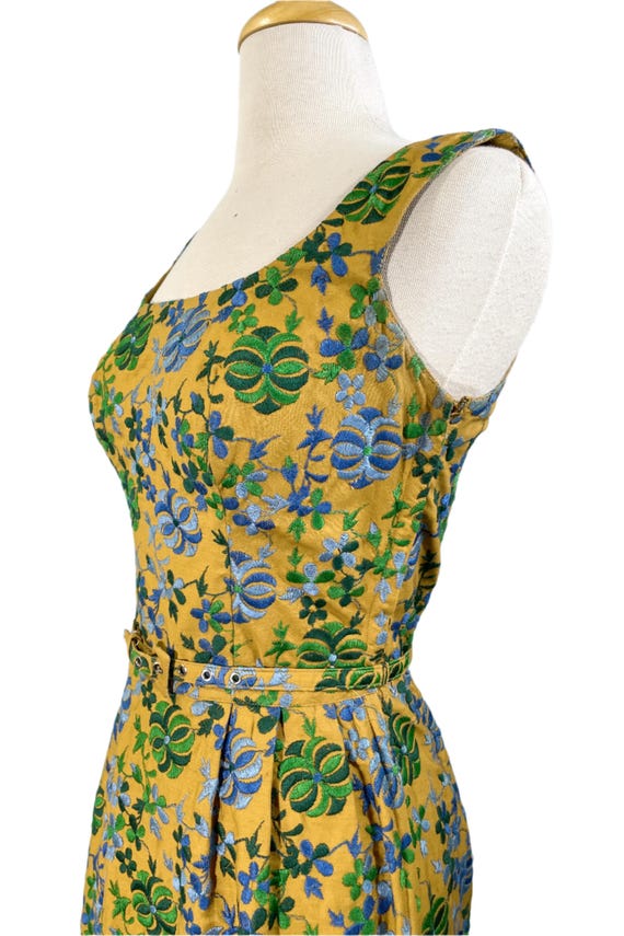 Carolyn Schnurer Vintage 60s Embroidered Fitted Dress S View 5
