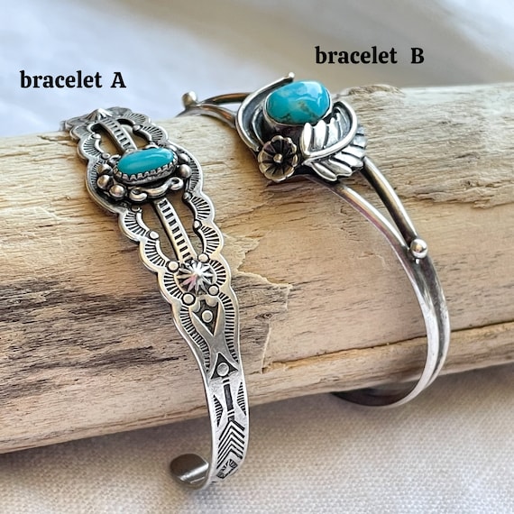 アクセサリー Vintage Navajo Turquoise Silver Bracelet VINTAGE NAVAJO SIGNED JP STERLING SILVER TURQUOISE 6IN CUFF