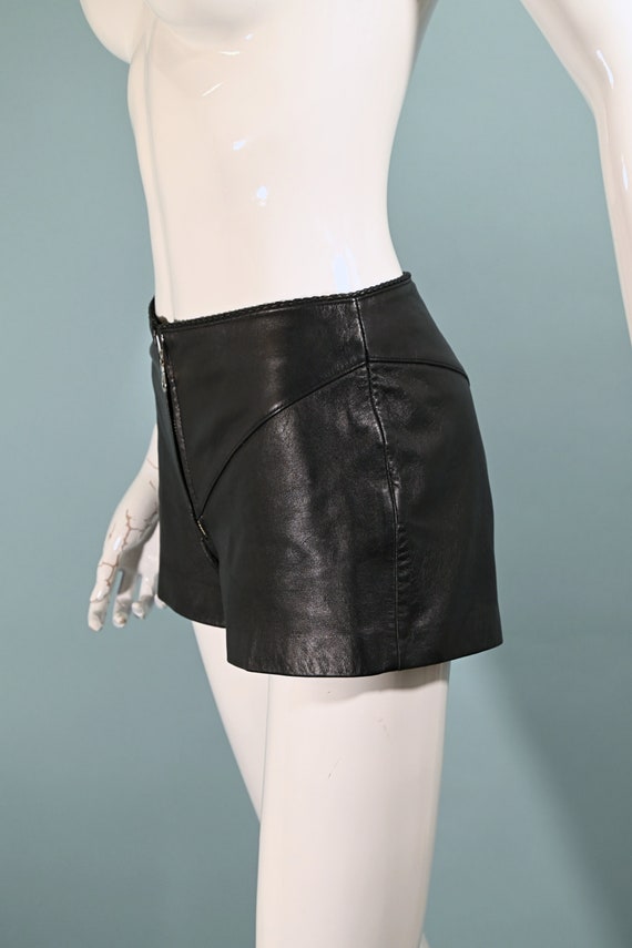 90s Black Leather Short Shorts, Biker Girl Grunge Sho… - Gem