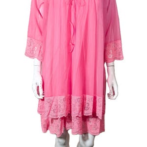 Vintage Hot Pink Godfried Double Layer Nightgown w/Repairs