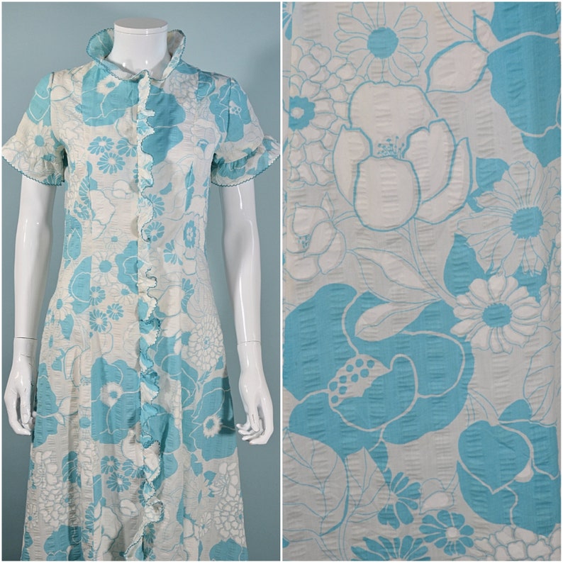 Vintage 50s/60s Floral Dressing Gown House Coat Lounge Wear image 4
