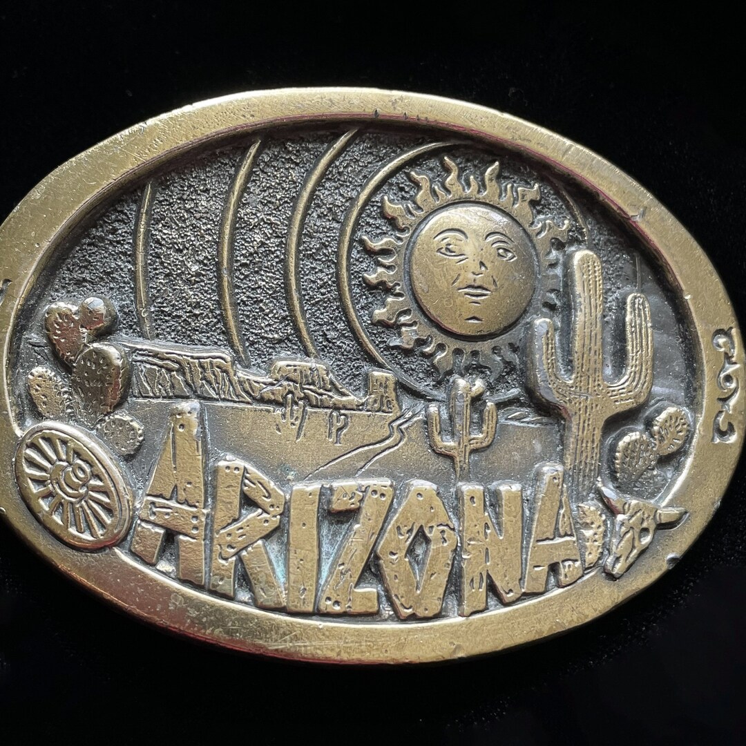 Vintage Solid Brass Arizona Belt Buckle Dimensional Images - Etsy