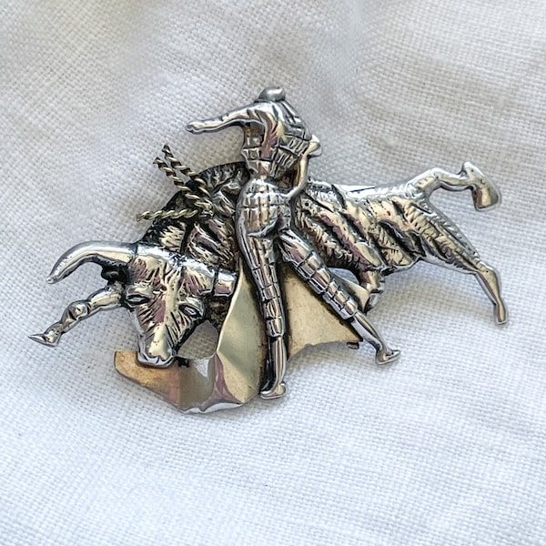 Vintage Sterling Bullfighter/Matador Brooch, Mexico 11.2 Grams