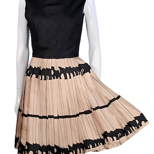 Joan Leslie by Kasper Vintage 1960s Modernist Dress, Black Taupe Silk Dress 26&quot; Waist
