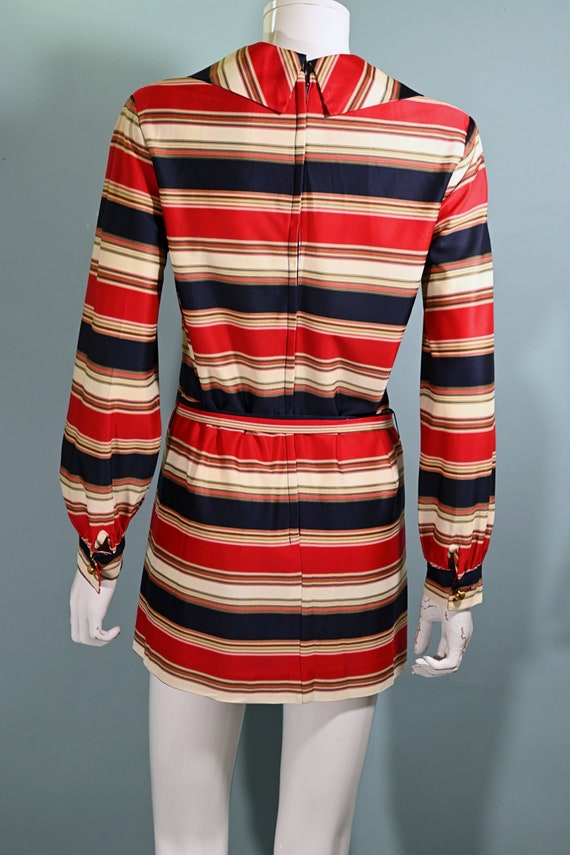Vintage 60s Micro Mini Shift Dress w/Belt, Stripe… - image 9