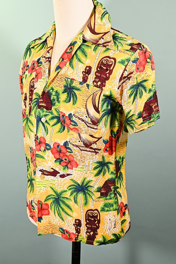 K-Mart Vintage 50s/60s Rayon Hawaiian Shirt, Aloh… - image 6