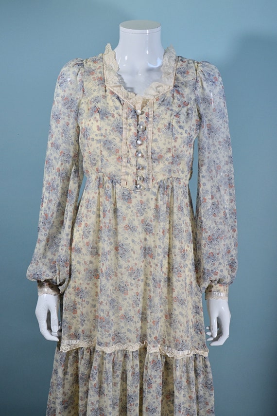 Vintage Candi Jones Floral Maxi Dress, 70s Flowin… - image 6
