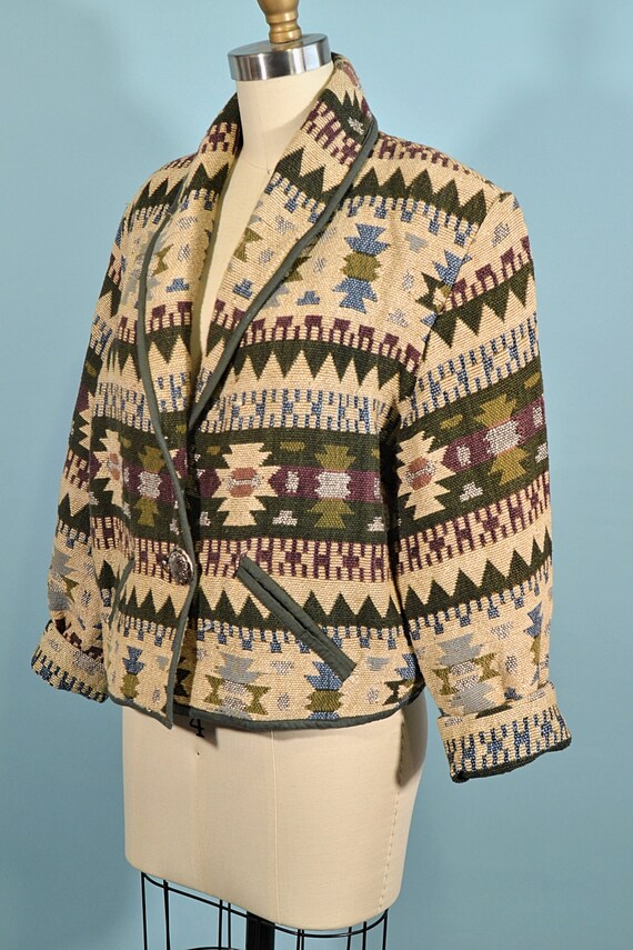 Vintage Cropped Southwestern Jacket, Tapestry Wes… - image 7