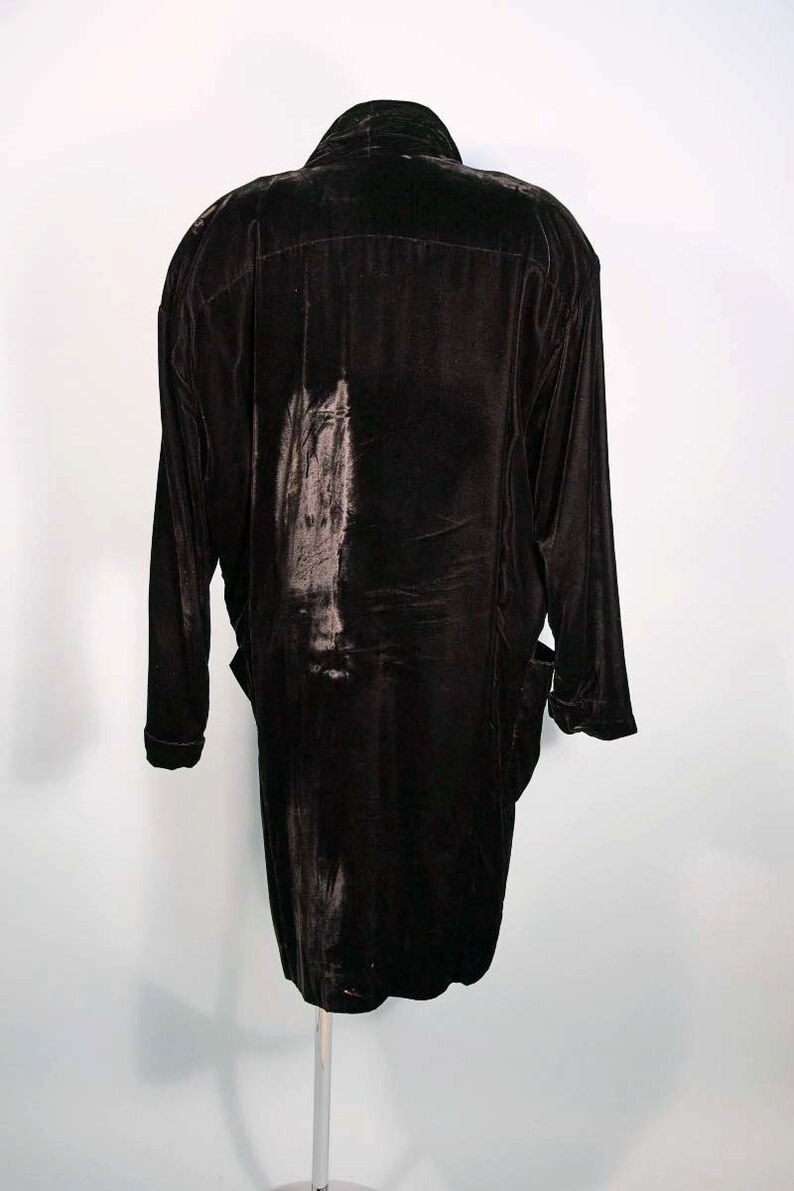 Norma Kamali Vintage Black Velvet Coat, Double Breasted Oversized Fit, SZ L image 5