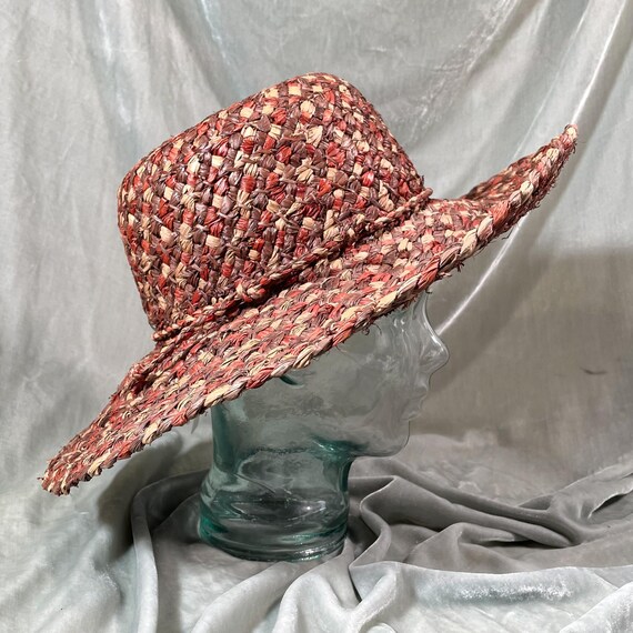 Vintage Liz Claiborne Two-Tone Straw Sun Hat in Natural and Red Claiborne Straw Hat - Etsy main image 3