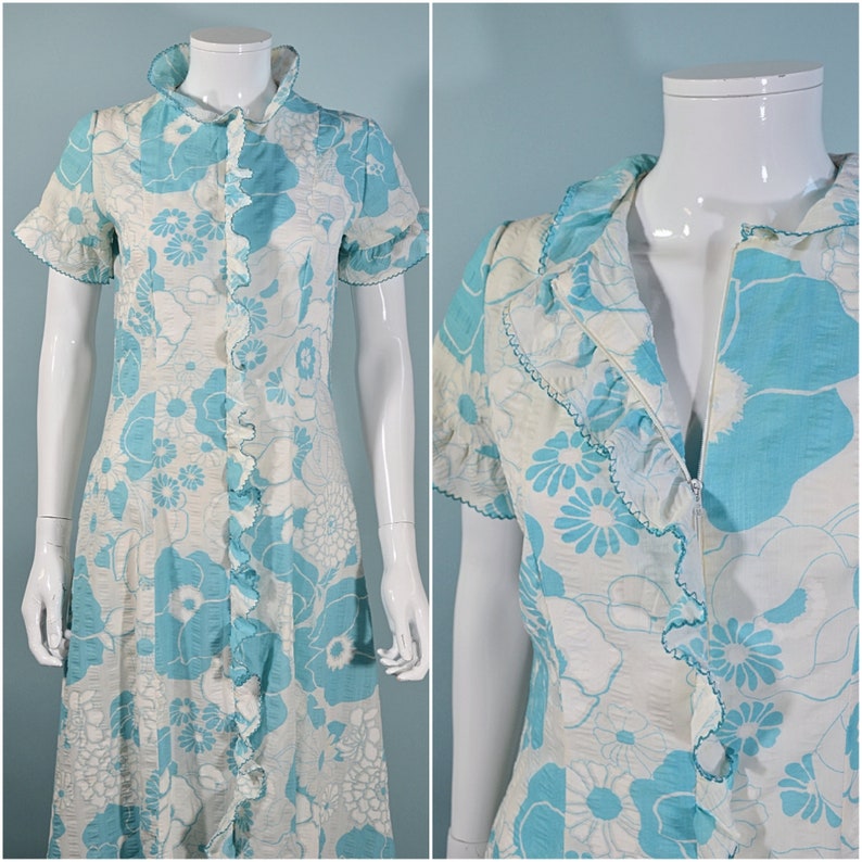 Vintage 50s/60s Floral Dressing Gown House Coat Lounge Wear image 2