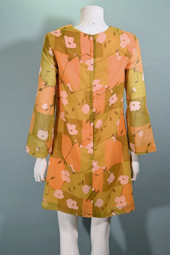 Vintage 60s Mod Mini Dress, Floral Print Mini Shi… - image 8