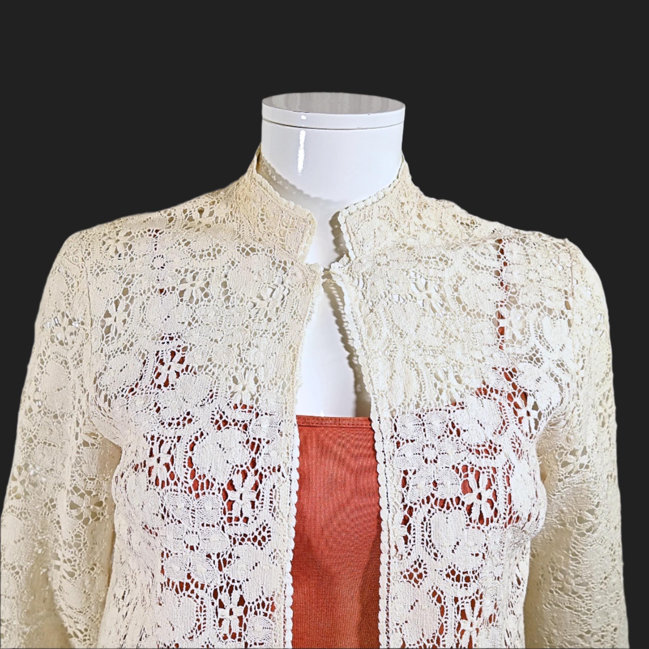 Vintage 60s Lace Top/jacket, Grandmillenial Lace Blouse S - Etsy