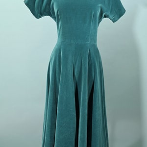 Vintage Teal Velvet Fit & Flare Party Dress, 26 W Size S image 6