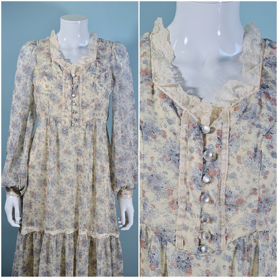 Vintage Candi Jones Floral Maxi Dress, 70s Flowin… - image 3