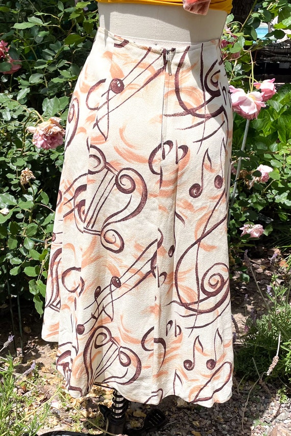 SALE Vintage Music Note Crepe Skirt, Novelty Rock… - image 10