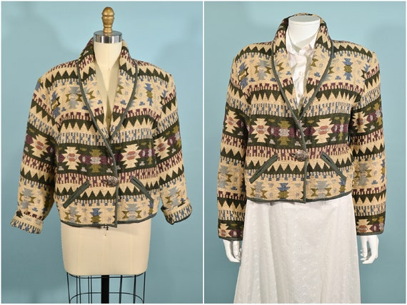 Vintage Cropped Southwestern Jacket, Tapestry Wes… - image 5