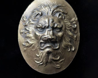 Vintage 70s Gothic Lion Belt Buckle, Bergamot Brass Works Buckle 1975