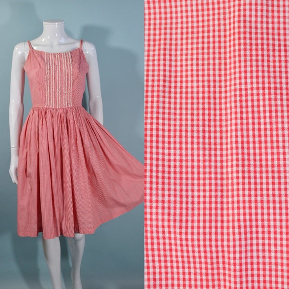 Vintage Early 60s Red + White Check Spaghetti Str… - image 2