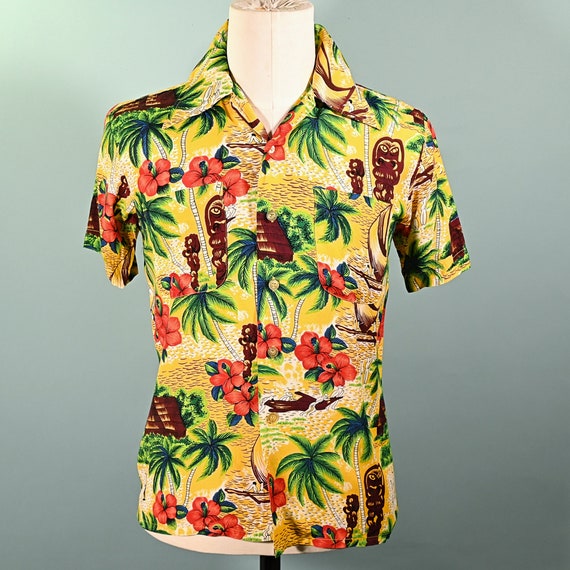 K-Mart Vintage 50s/60s Rayon Hawaiian Shirt, Aloh… - image 4