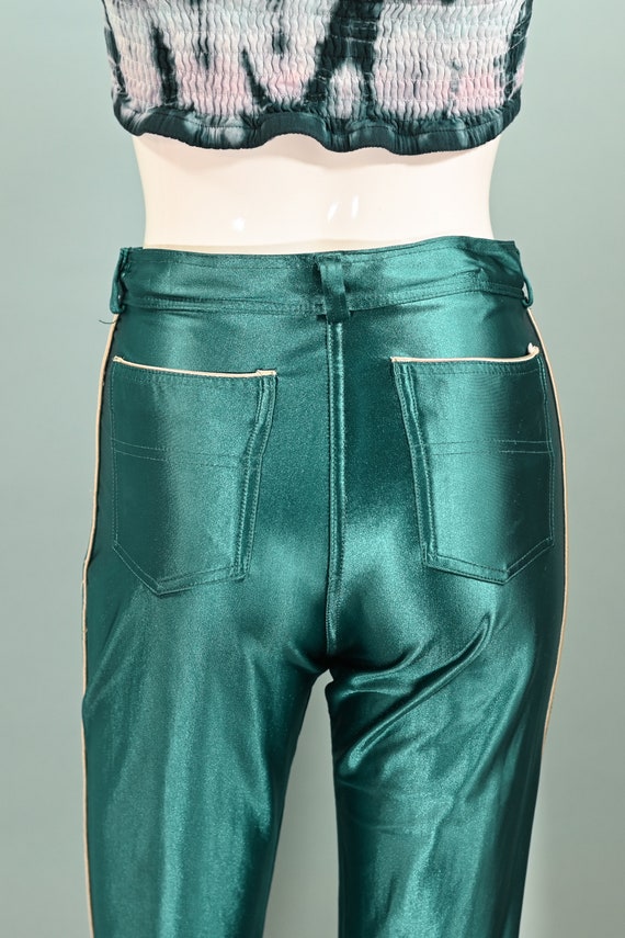 Vintage 70s Teal Spandex Disco Pants, The Great E… - image 8