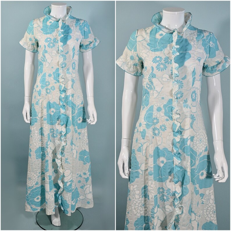 Vintage 50s/60s Floral Dressing Gown House Coat Lounge Wear image 0