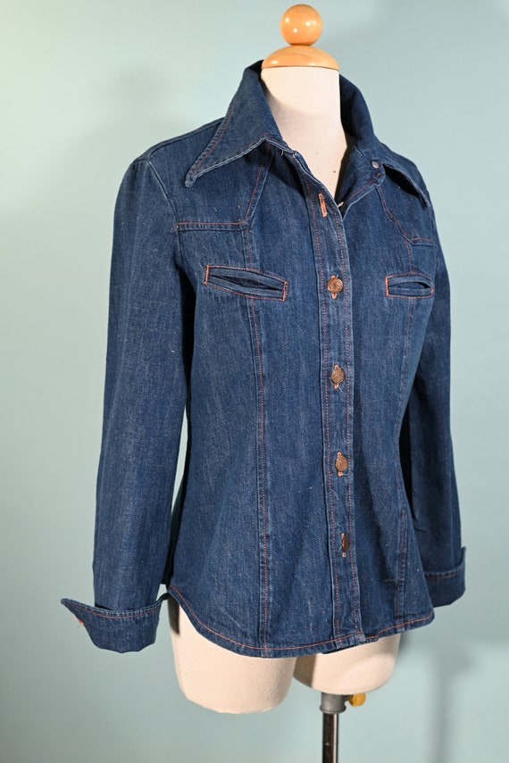 Vintage 60s/70s Womens Denim Shirt by Back Gamin M - image 5