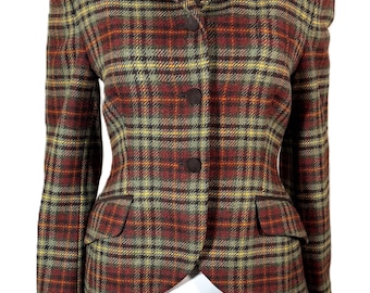 Vintage Laura Ashley Fitted Plaid Wool Blazer, Unworn Deadstock w/Tags SZ 8