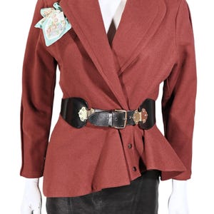 Vintage 80s Ferre Groupe Rust Wool Peplum Jacket, 40s Style Blazer 38