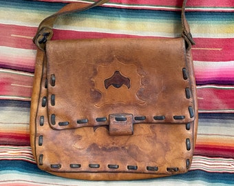 Vintage Handmade Leather Bag, Messenger Style Bag Legit Wear