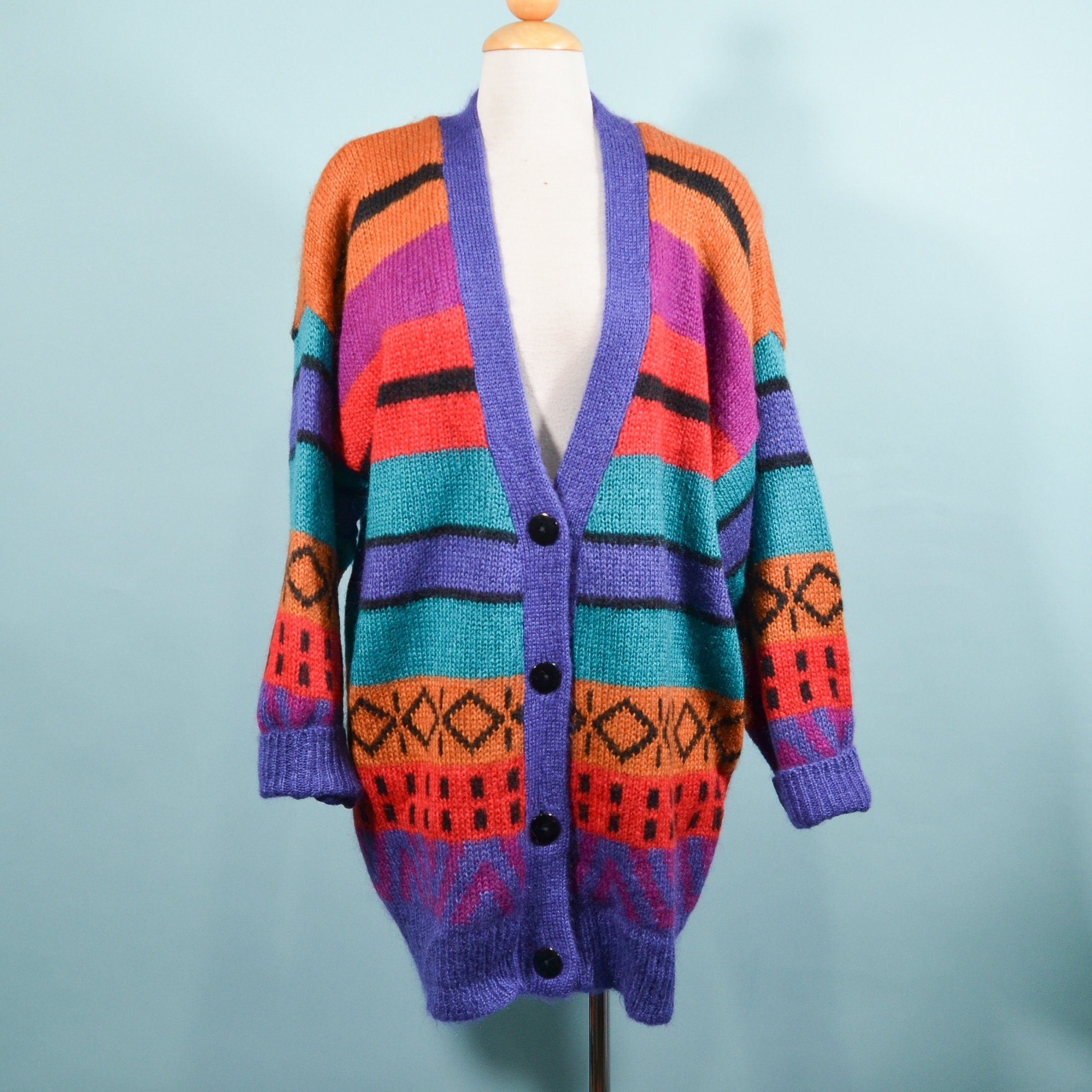 Paul Vivaldi 80s New Wave Sweater Jacket, Bright Post Modern