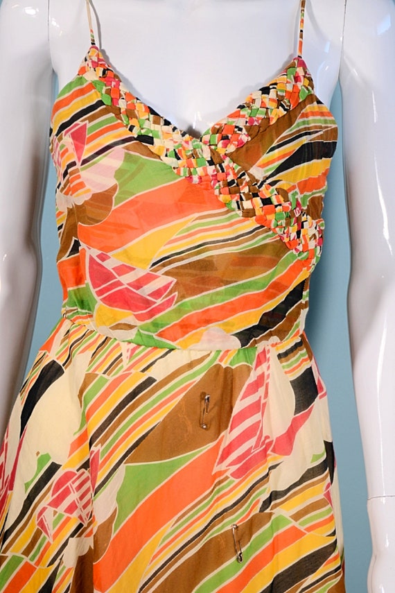 Vintage 70s Spaghetti Strap Summer Dress, Nautica… - image 10