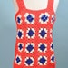 Vintage 70s Granny Square Crochet Top, Americana Cottagecore Handmade OOAK Vest main image 1