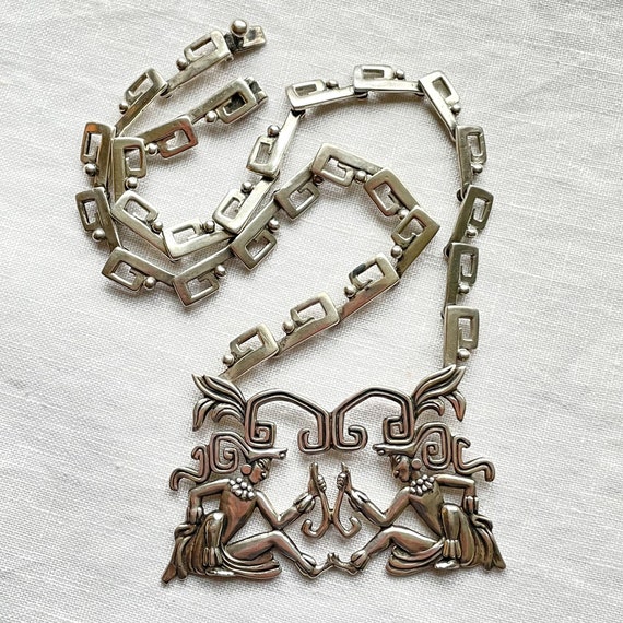 Margot De Taxco, Maya Lords Sterling Necklace, #5… - image 3