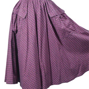 80s Full Skirt with Pockets, Purple Plaid 24" Waist image 1