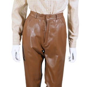 Vintage Brown Leather Pants, Slim Fit w/Pockets, 24 in Waist XS/S