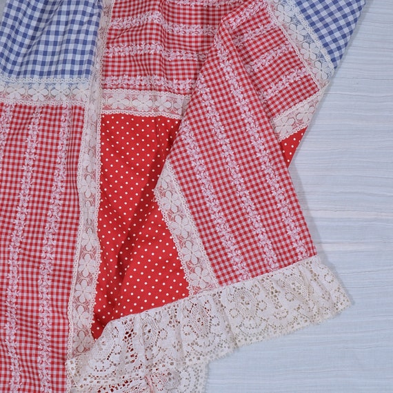 SALE Vintage 60s Patchwork Gingham & Lace Skirt, … - image 6