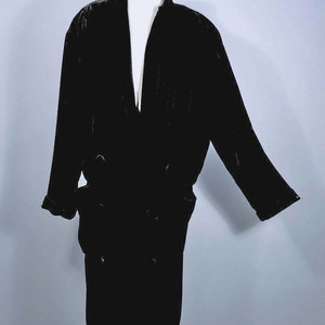 Norma Kamali Vintage Black Velvet Coat, Double Breasted Oversized Fit, SZ L image 3