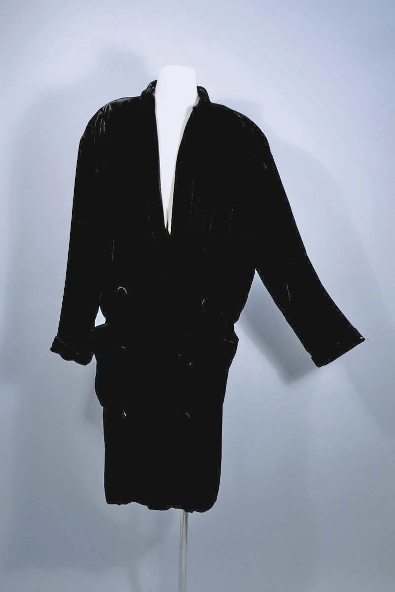 Norma Kamali Vintage Black Velvet Coat, Double Breasted Oversized Fit, SZ L image 3