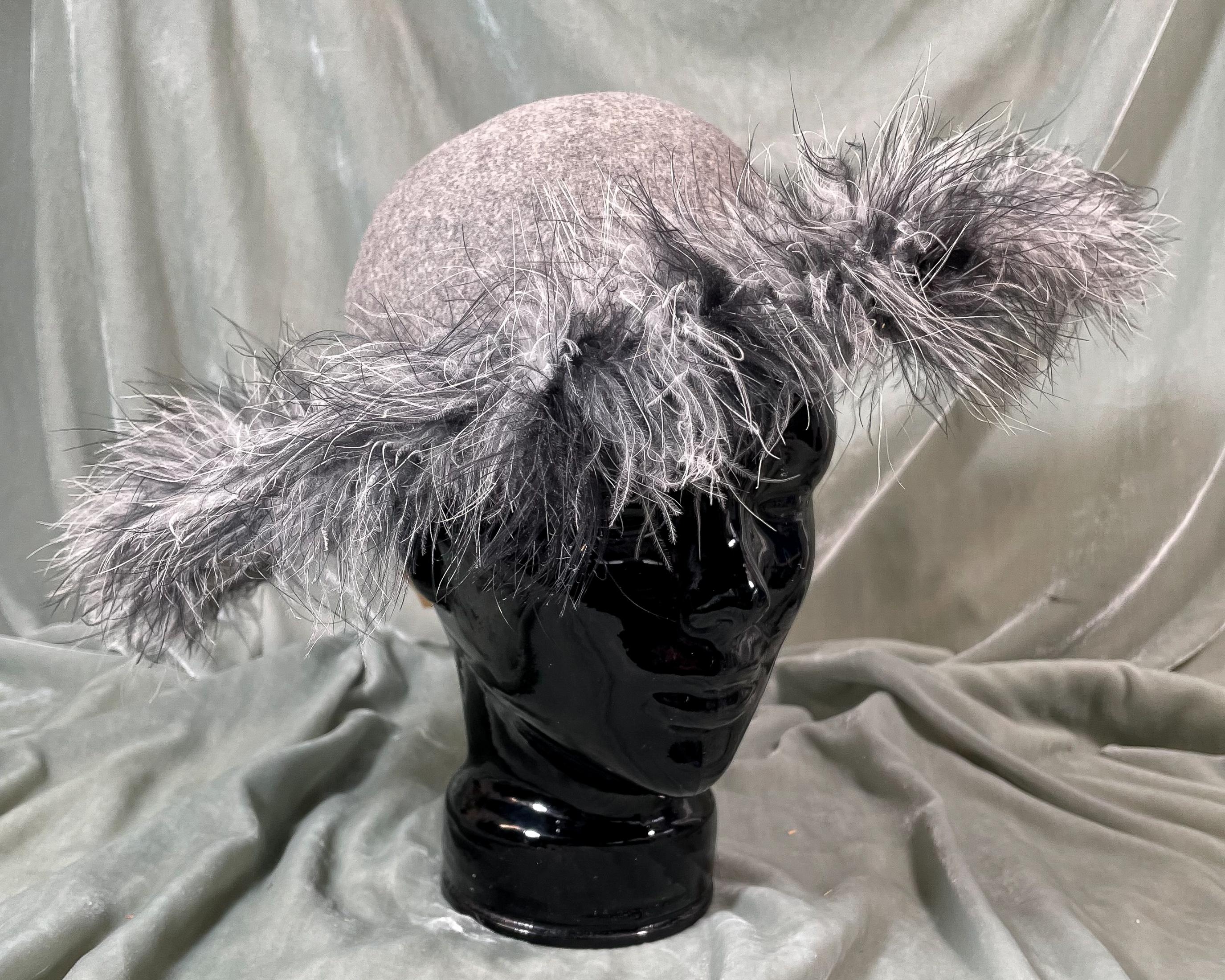 Vintage 60s Wool Hat With Ostrich Feathers - George Bellman 