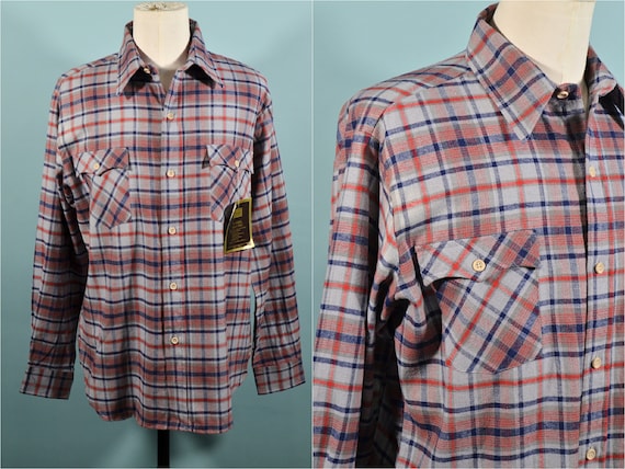 Vintage 70s/80s Plaid Shirt, Unworn w/Original Ta… - image 1