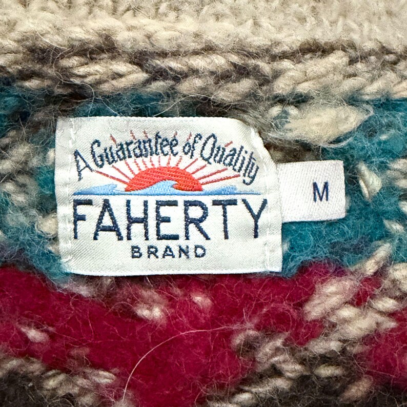 Faherty Label Faherty Southwestern Cowichan Knit Cardigan, Zip Front Sweater S - Etsy